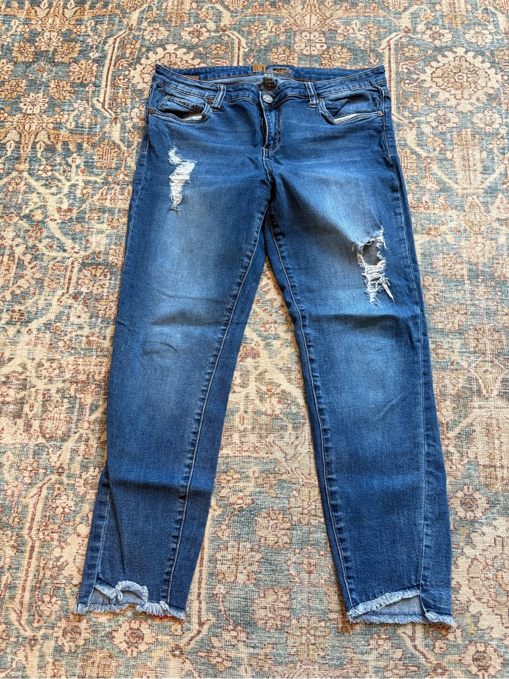 Kut from the Kloth distressed ankle-length jeans